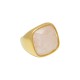 Anel Fane's Pedra Natural Quartzo Rosa Metal Dourado