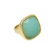 Anel Fane's Pedra Natural Àgata Azul Céu Metal Dourado