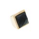 Anel Fane's Pedra Natural Onix Zircônias Metal Dourado