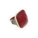 Anel Fane's Pedra Natural Cristal Rubi Zircônias Metal Dourado