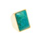 Anel Fane's Pedra Natural Labradorita Verde Metal Dourado