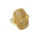 Anel Fane's Pedra Natural Quartzo Rutilado Metal Dourado
