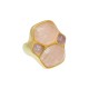 Anel Fane's Pedra Natural Quartzo Rosa Metal Dourado