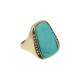 Anel Fane's Pedra Natural Jade Azul Zircônia Metal Dourado
