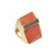 Anel Fane's Pedra Natural Cora Podange Zircônias Metal Dourado