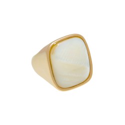 Anel Fane's Pedra Natural Madrepérola Metal Dourado