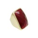Anel Fane's Pedra Natural Cristal Rubi Metal Dourado