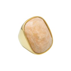 Anel Fane's Pedra Natural Aventurina Amarela Metal Dourado