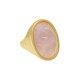 Anel Fane's Pedra Natural Quartzo Rosa Metal Dourado