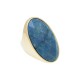 Anel Fane's Pedra Natural Sodalita Marinho Metal Dourado