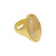 Anel Fane's Pedra Natural Quartzo Rutilado Metal Dourado