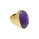 Anel Fane's Pedra Natural Jaspe Roxo Metal Dourado