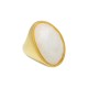 Anel Fane's Pedra Natural Quartzo Branco Metal Dourado