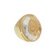 Anel Fane's Pedra Natural Cristal Transparente Metal Dourado