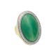 Anel Fane's Pedra Natural Àgata Esmeralda Zircônia Metal
