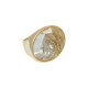 Anel Fane's Pedra Natural Cristal Transparente Metal Dourado