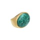Anel Fane's Pedra Natural Labradorita Verde Metal Dourado