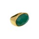 Anel Fane's Pedra Natural Àgata Esmeralda Metal Dourado