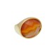 Anel Fane's Pedra Natural Cornalina Metal Dourado