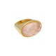 Anel Fane's Pedra Natural Quartzo Rosa Metal Dourado