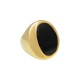 Anel Fane's Pedra Natural Onix Metal Dourado
