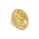Anel Fane's Pedra Natural Cristal Jonquil Zircônia Metal Dourado