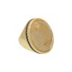 Anel Fane's Pedra Natural Quartzo Rutilado Zircônia Metal Dourado