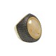 Anel Fane's Pedra Natural Quartzo Rutilado Metal Dourado