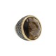 Anel Fane's Pedra Natural Cristal Mocca Zircônia Metal Dourado