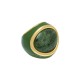 Anel Fane's Pedra Natural Jaspe Verde Esmaltado Metal Dourado