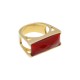 Anel Fane's Pedra Natural Cristal Rubi Metal Dourado