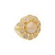 Anel Fane's Pedra Natural Quartzo Rutilado Zircônia Metal Dourado