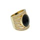 Anel Fane's Pedra Natural Onix Zircônia Metal Dourado