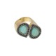 Anel Fane's Pedra Natural Àgata Azul Céu Zircônia Metal Dourado