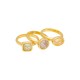 Anel Fane's Pedra Natural Kit Amestista Citrino Metal Dourado