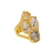 Anel Fane's Pedra Natural Quartzo Rutilado Preto Metal Dourado