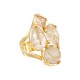 Anel Fane's Pedra Natural Quartzo Rutilado Metal Dourado