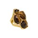 Anel Fane's Pedra Natural Olho de Tigre Metal Dourado