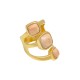Anel Fane's Pedra Natural Aventurina Pêssego Metal Dourado