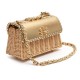 Bolsa Isla Selene Mini Rattan Couro Honey e Dourada