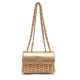 Bolsa Isla Selene Mini Rattan Couro Honey e Dourada