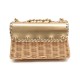 Bolsa Isla Selene Mini Rattan Couro Honey e Dourada