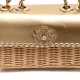 Bolsa Isla Selene Mini Rattan Couro Honey e Dourada