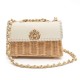 Bolsa Isla Selene Mini Rattan Couro Natural Vanilla