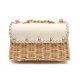 Bolsa Isla Selene Mini Rattan Couro Natural Vanilla