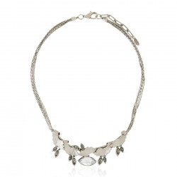 Colar Claudia Arbex Line Organic Cristais Prata Vintage