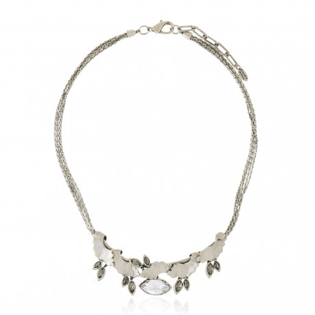Colar Claudia Arbex Line Organic Cristais Prata Vintage