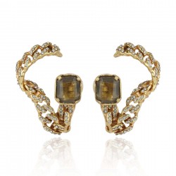 Brinco Claudia Arbex Rock Lovers Front Back Ouro Vintage