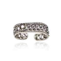 Anel Claudia Arbex Rock Lovers Duplo Prata Vintage