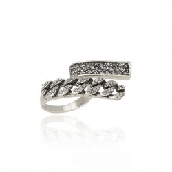 Anel Claudia Arbex Rock Lovers Elos Cristais Prata Vintage